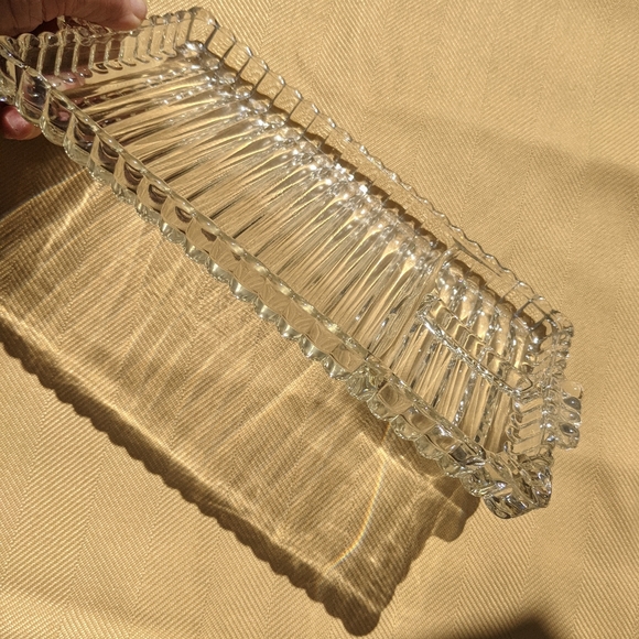 Hazel Atlas Ribbed, Ball & 3 Sectioned Clear Glass Snack, Ashtray Cup EUC MCM - Picture 6 of 9